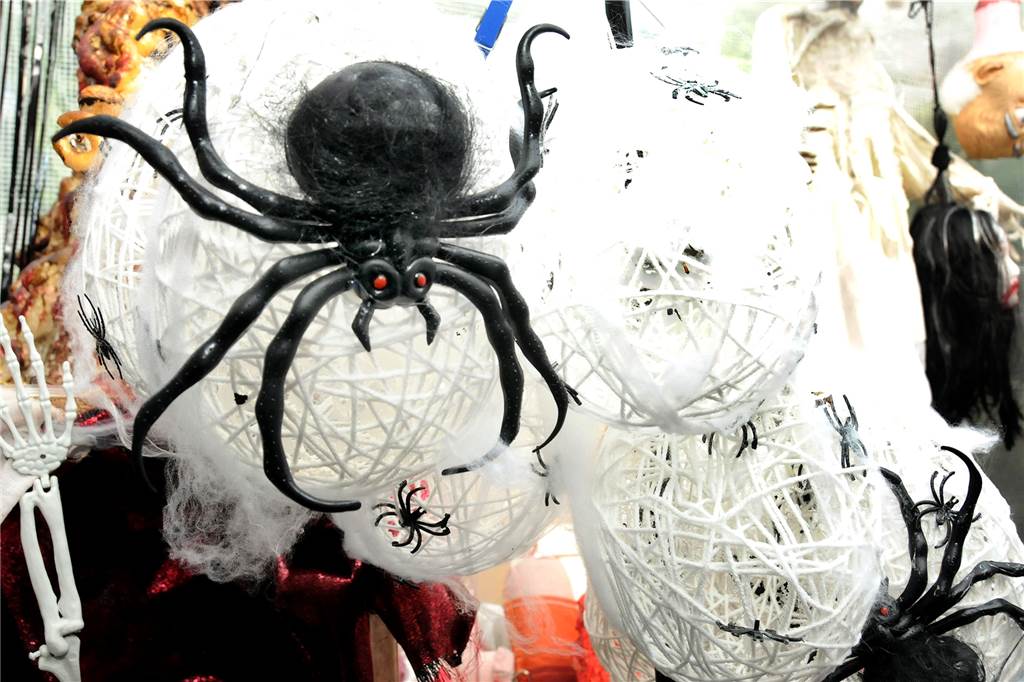 Skelett am Spieß: Das Horror-Haus von Geisecke trotzt der Energiekrise Eklig, eklig: Riesige Spinnen entkrabbeln den neugestalteten Spinneneiern.