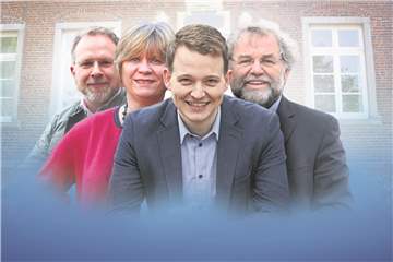 Elmar Kampshoff, Gertud Welper, Tom Tenostendarp und Norbert Wesseler (von links) wollen am 13. September in Vreden Bürgermeister werden.