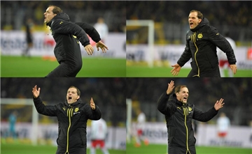 Emotionaler Ausbruch: BVB-Trainer Thomas Tuchel bejubelt den Treffer von Pierre-Emerick Aubameyang.