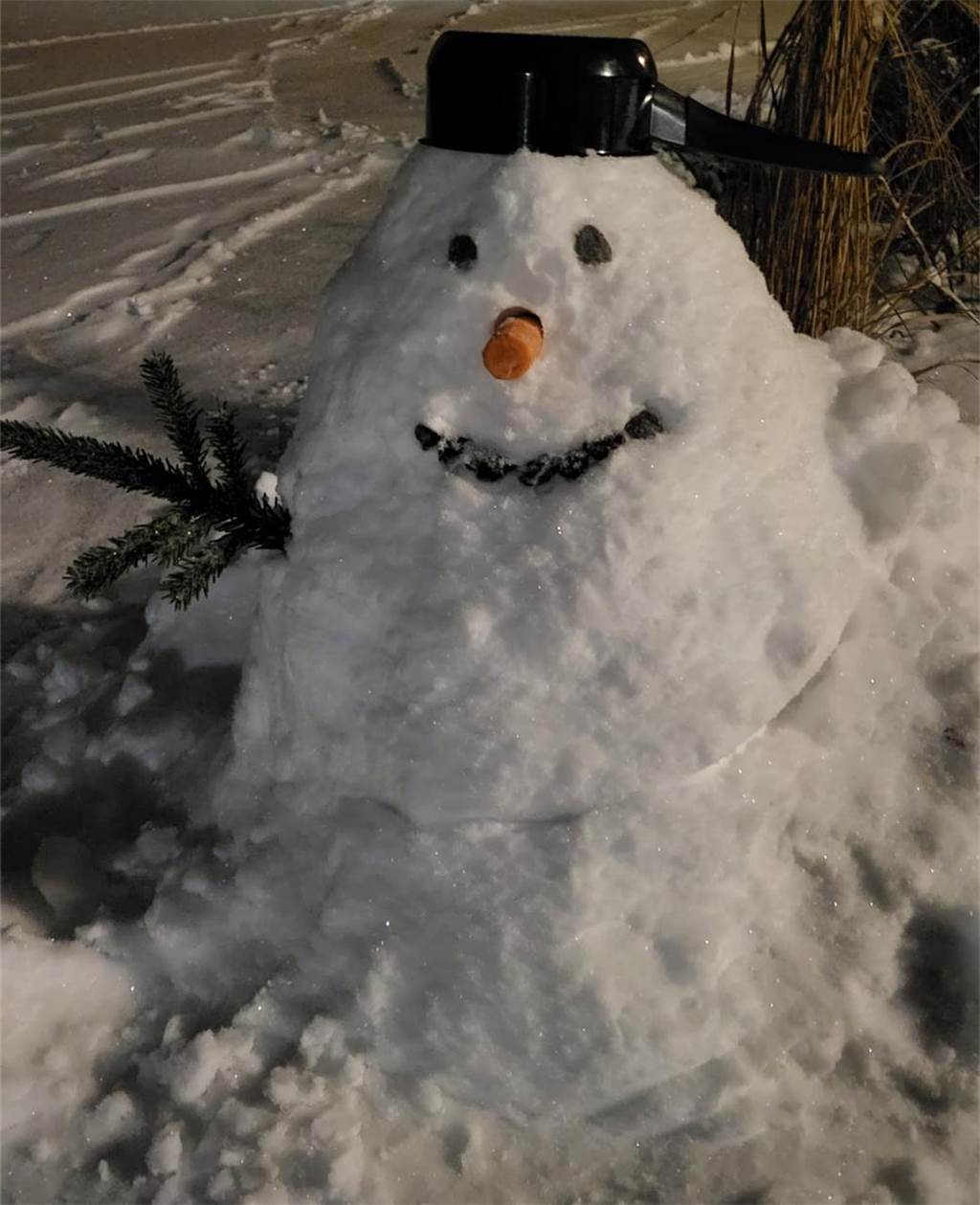 "Endlich etwas Schnee, leider nur Pulverschnee. Aber das hielt uns nicht auf, nur auf die schönen Kurven mussten wir verzichten, eine Taille war absolut unmöglich. Aber mit viel Spaß und tatkräftiger Unterstützung unseres Enkels Janosch ist dieser witzige Schneemops entstanden."