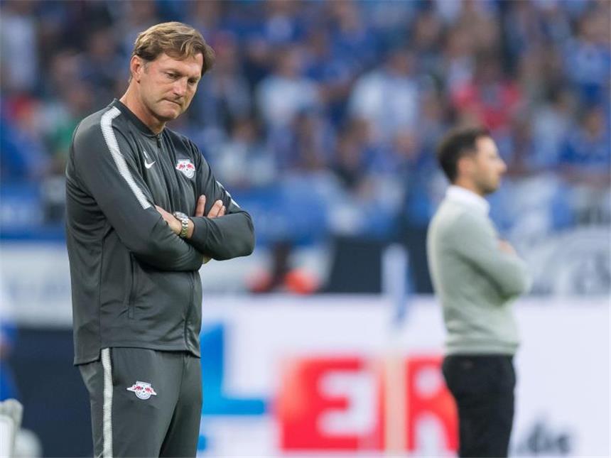 Freiburg "schwerstdenkbare Aufgabe": RB braucht Punkte Enttäuscht: RB-Coach Ralph Hasenhüttl (l) beim 0:2 seiner Mannschaft auf Schalke. Foto: Guido Kirchner