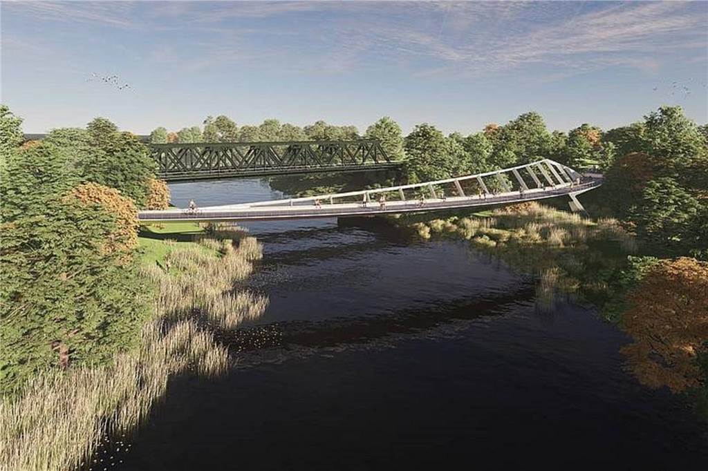 IGA-Finanzierung ungewiss: Stadt: Zwei bis vier Millionen Euro fehlen Entwurfsbild der neuen Brücke über die Lippe, die im Zuge der IGA in Lünen entstehen soll.