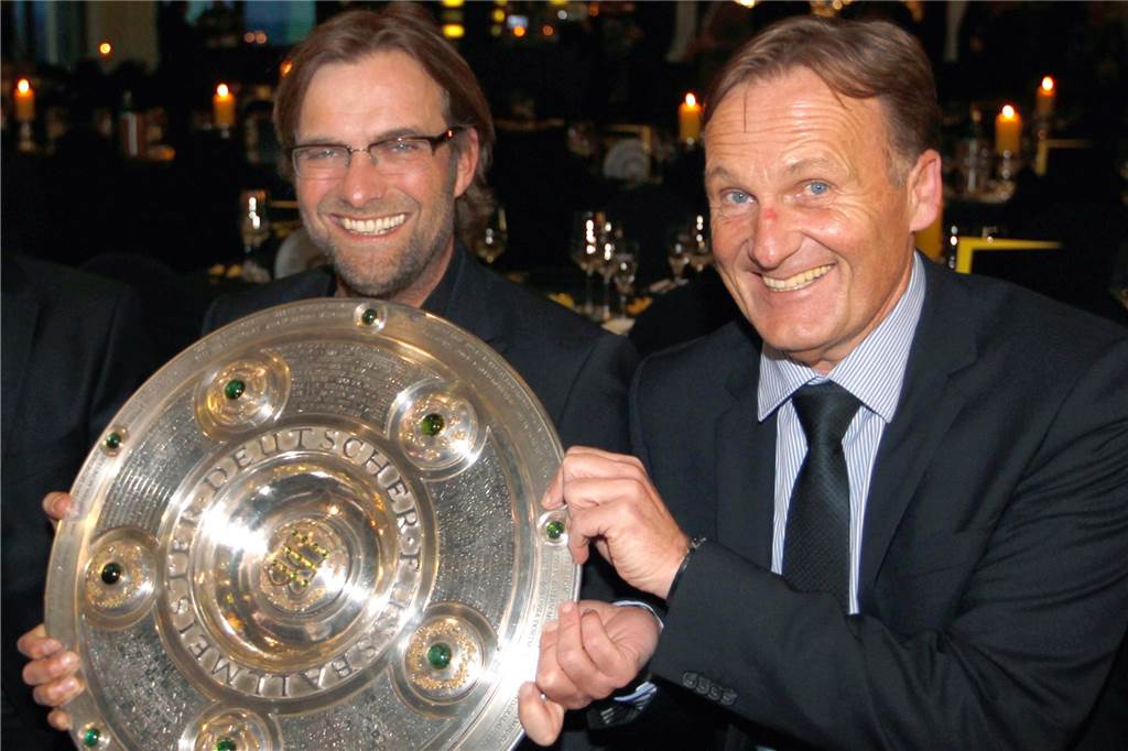 Grußworte zum 60. Geburtstag: Das wünschen Klopp und Hoeneß BVB-Jubilar Watzke Erlebten gemeinsam herausragende BVB-Jahre: Hans-Joachim Watzke (r.) und Jürgen Klopp.