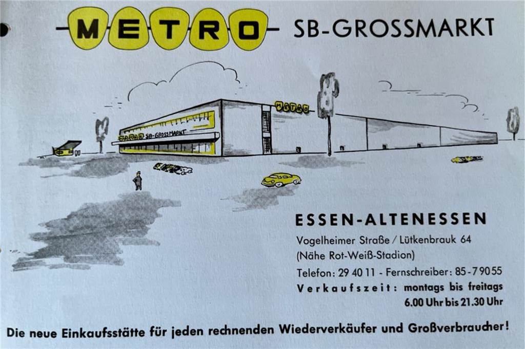 Vor 60 Jahren: Walter Vieth plant ersten Metro-Großhandel in Essen Eröffnungsseite der Eröffnungsbroschüre der Metro 1963