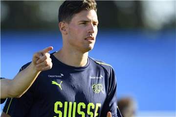 Fabian Schär beim Training der Schweizer Nationalmannschaft. Foto: Laurent Gillieron/KEYSTONE