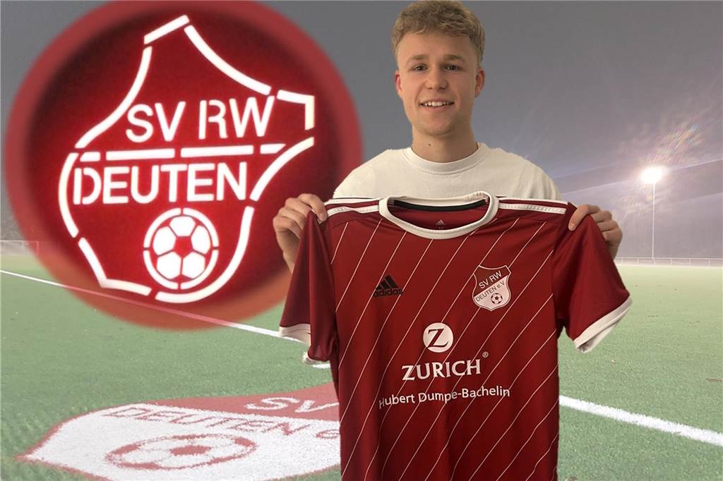 Rot-Weiß Deuten holt ein Talent vom VfB Waltrop: Kapitän des U19-Westfalenligisten Felix Schapp präsentiert das Trikot des SV Rot-Weiß Deuten