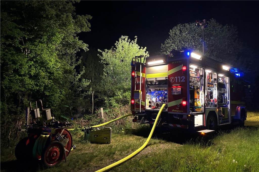 25 Feuerwehrleute löschen Brand im Wald: An dieser Stelle standen 3000 Quadratmeter in Flammen Feuerwehr-Einsatz im Grutholz: Östlich der B235 brannte es in der Nacht zu Sonntag.