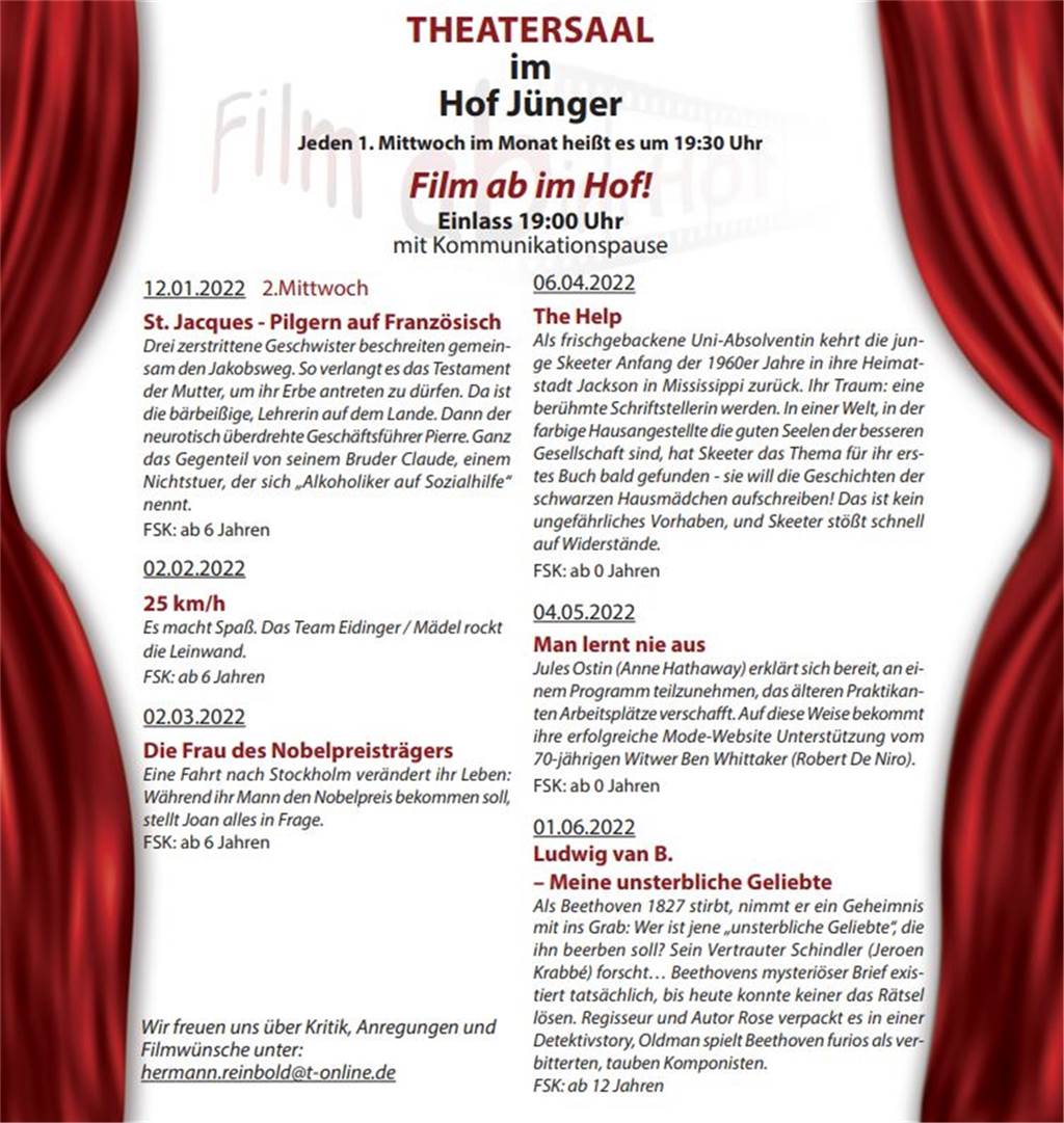 Hof Jünger Kirchhellen: Programm für das erste Halbjahr steht Film ab im Hof Jünger