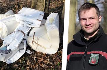 Förster Elmar Berks entdeckte am Dienstag, 21. März, den Müllhaufen in seinem Revier: Unbekannte warfen alte Matratzen und Styropor in den Wald.
