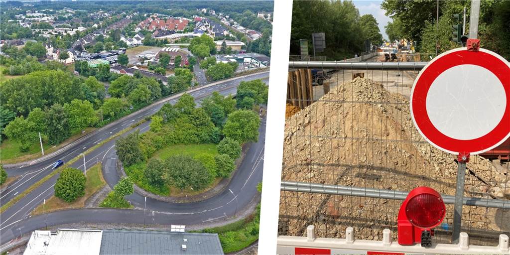 Die nächste Baustelle: Herner Straße in Castrop-Rauxel erneut dicht Aus der Vogelperspektive sind die Abfahrt vom Altstadtring sowie die Herner Straße zu sehen. Außerdem ein Durchfahrt-verboten-Schild vor einer Baustelle an der Herner Straße.