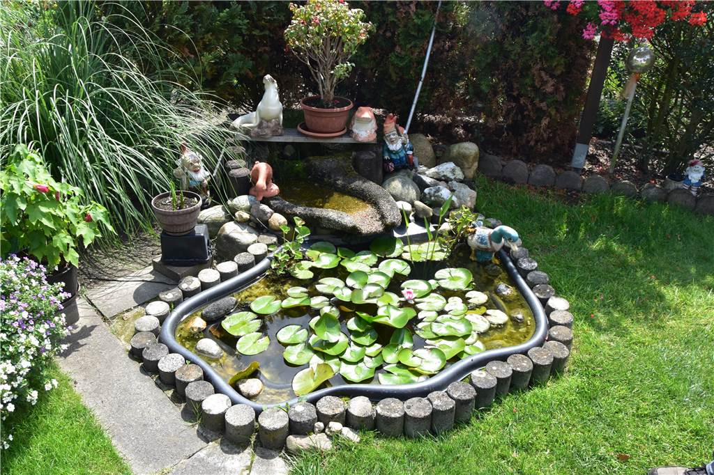 Ufos „landen“ in Dortmunder Kleingarten Früher war der Teich noch größer. Wegen des hohen Arbeitsaufwands haben die Johns ihn verkleinert.