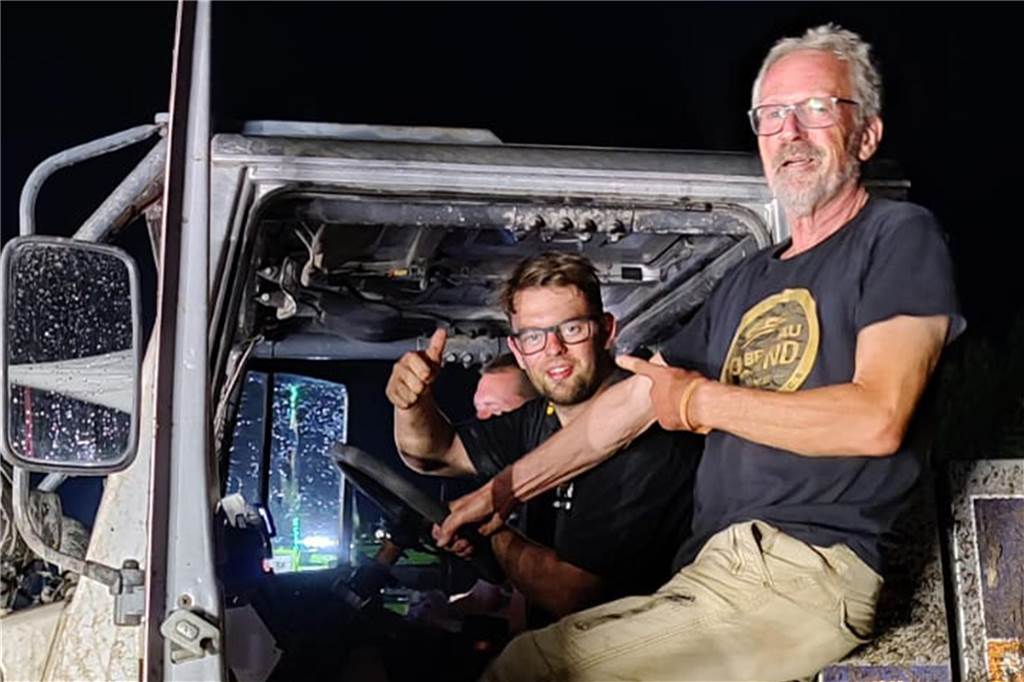 Alfred Wemhoff bei einer Geländerallye mit seinem Unimog.
