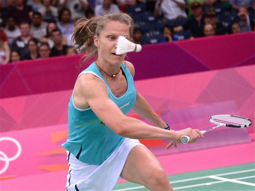 Alle deutschen Badminton-Spieler ausgeschieden Für Juliane Schenk war im Achtelfinale Endstation. Foto: Jochen Lübke