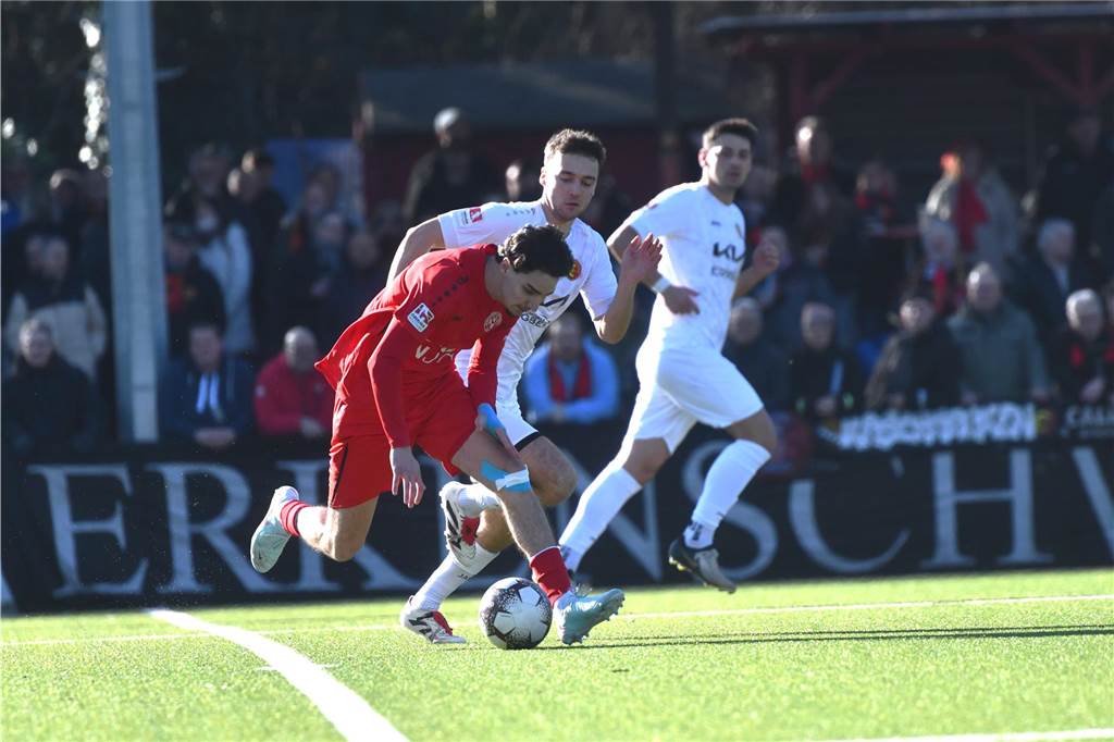 Fußball Oberliga Westfalen 2. März 2025, Jule-Ludorf-Sportanlage; Spvgg. Erkenschwick - SV Schermbeck 0:3.