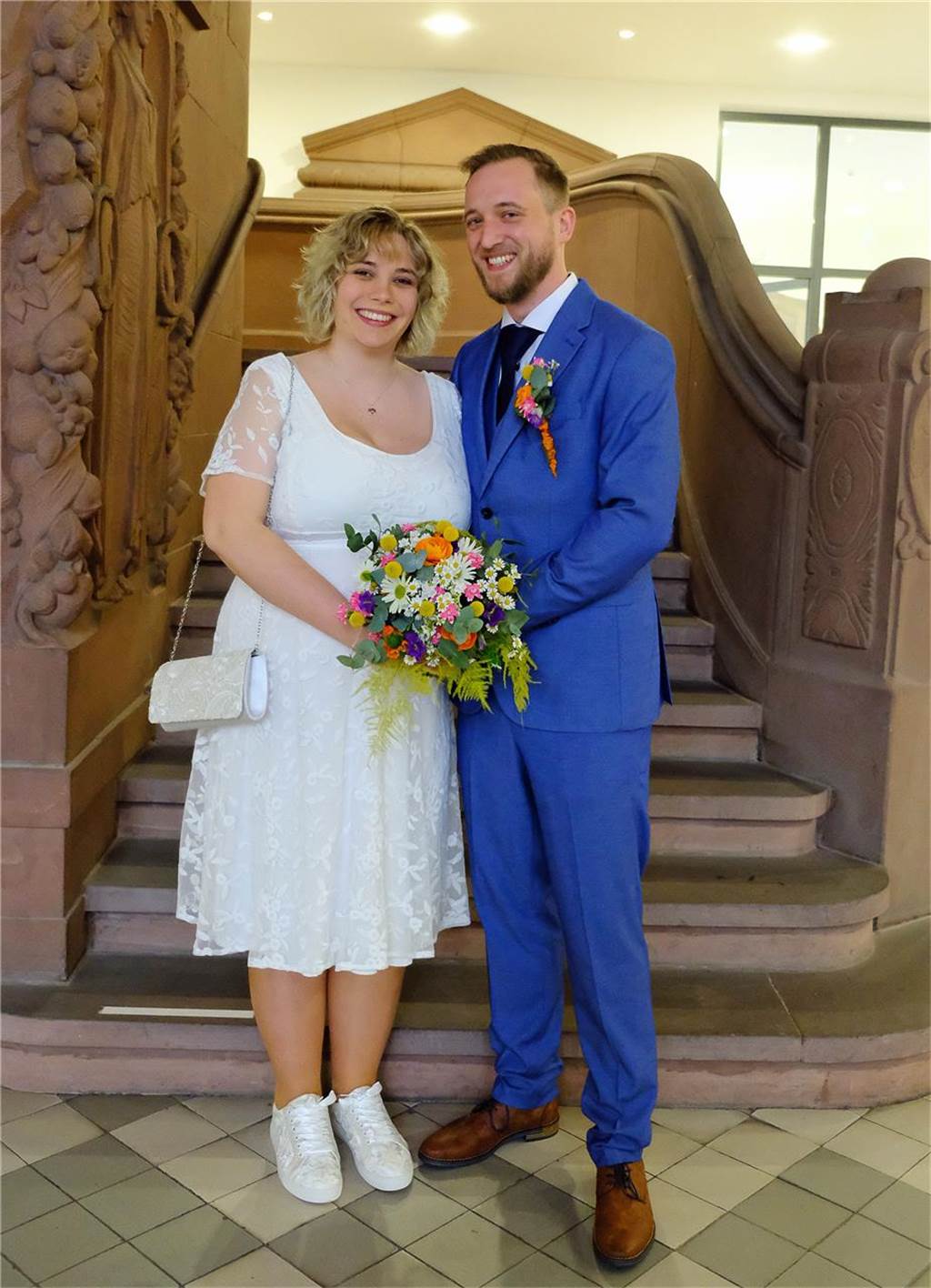 Das Brautpaar Michelle Borzym und Sebastian Emanuel Rodriguez Romero im Recklinghäuser Rathaus