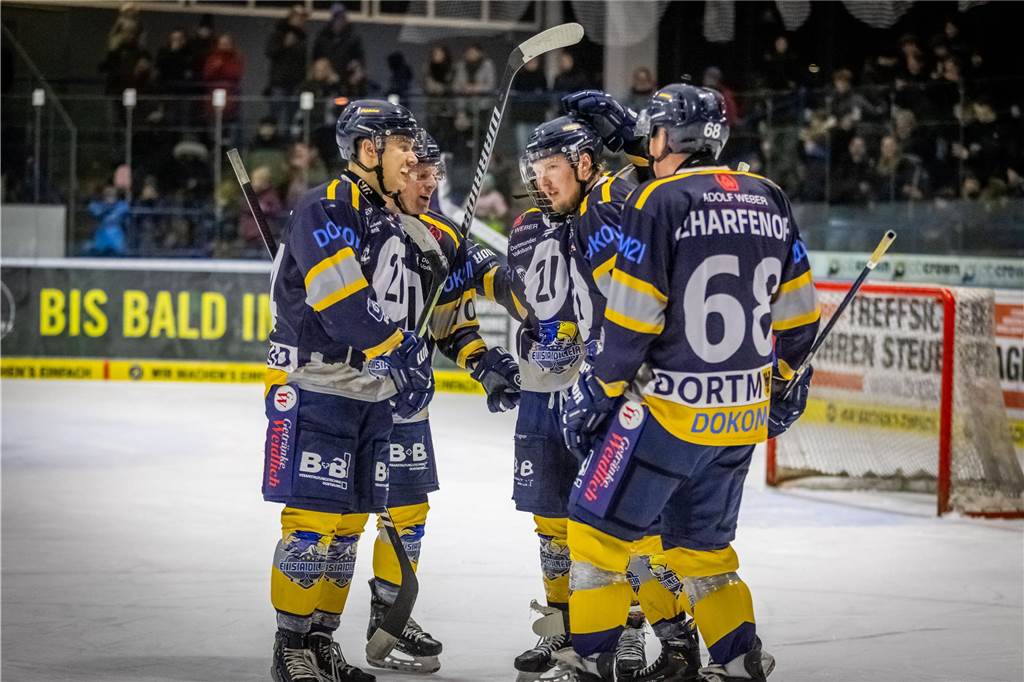 Gegen die Grizzlys Bergkamen feierten die Eisadler Dortmund einen knappen 3:2-Sieg.