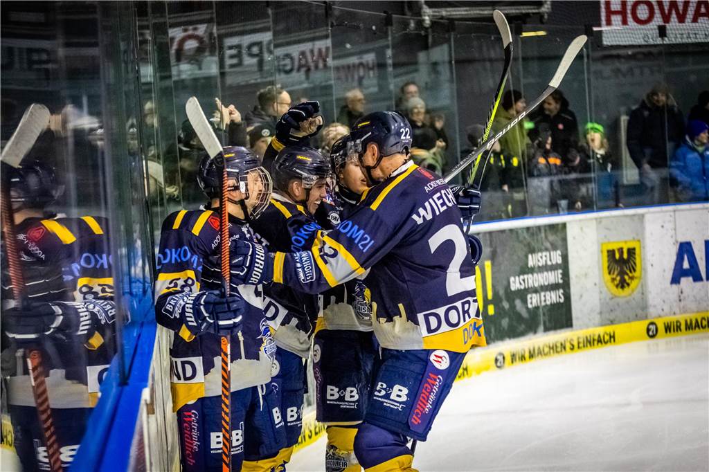 Gegen die Grizzlys Bergkamen feierten die Eisadler Dortmund einen knappen 3:2-Sieg.