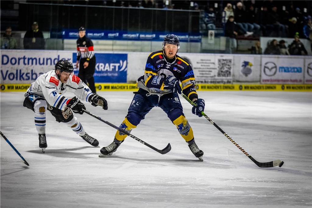 Gegen die Grizzlys Bergkamen feierten die Eisadler Dortmund einen knappen 3:2-Sieg.