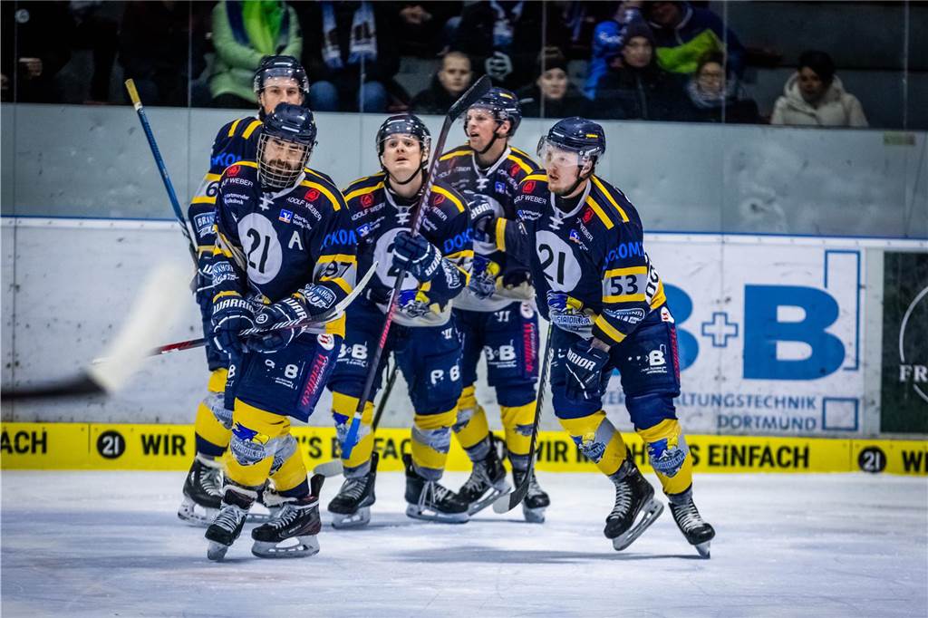 Gegen die Grizzlys Bergkamen feierten die Eisadler Dortmund einen knappen 3:2-Sieg.