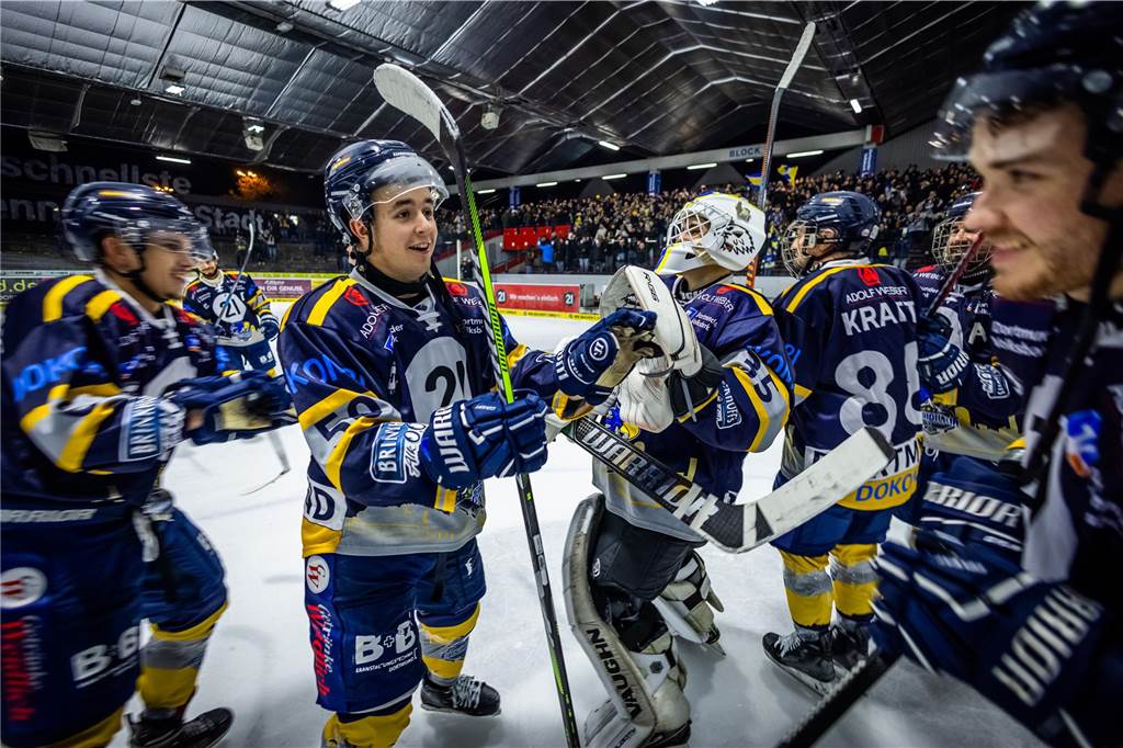 Gegen die Grizzlys Bergkamen feierten die Eisadler Dortmund einen knappen 3:2-Sieg.