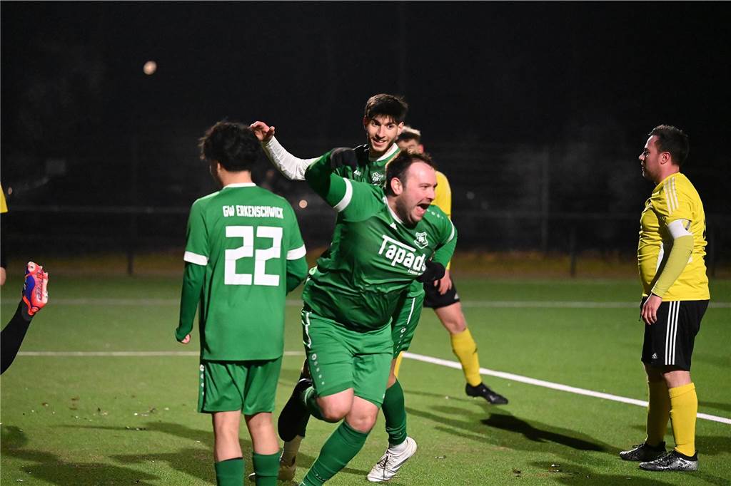 Vinnum chancenlos im ersten Pflichtspiel 2025gegen GW Erkenschwick Spieler von GW Erkenschwick bejubeln ein Tor.