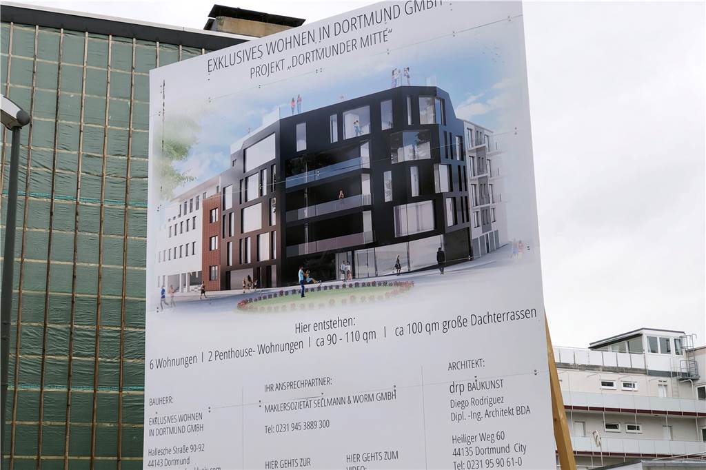 Gegenüber vom neuen Drogenkonsumraum entsteht an der Ecke Grafenhof / Martinstraße das Wohnrojekt "Exklusives Wohnen Dortmunder Mitte".