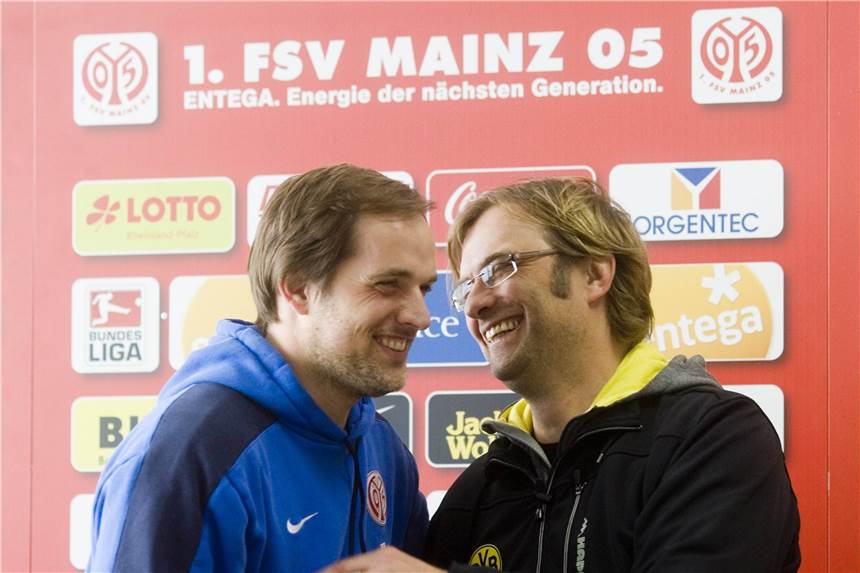 BVB empfängt FSV: Ein Duell unter Freunden dank Mainzer Erfolgs-Gen Gehören zu den Großen ihrer Zunft: Jürgen Klopp (r.) und Thomas Tuchel.