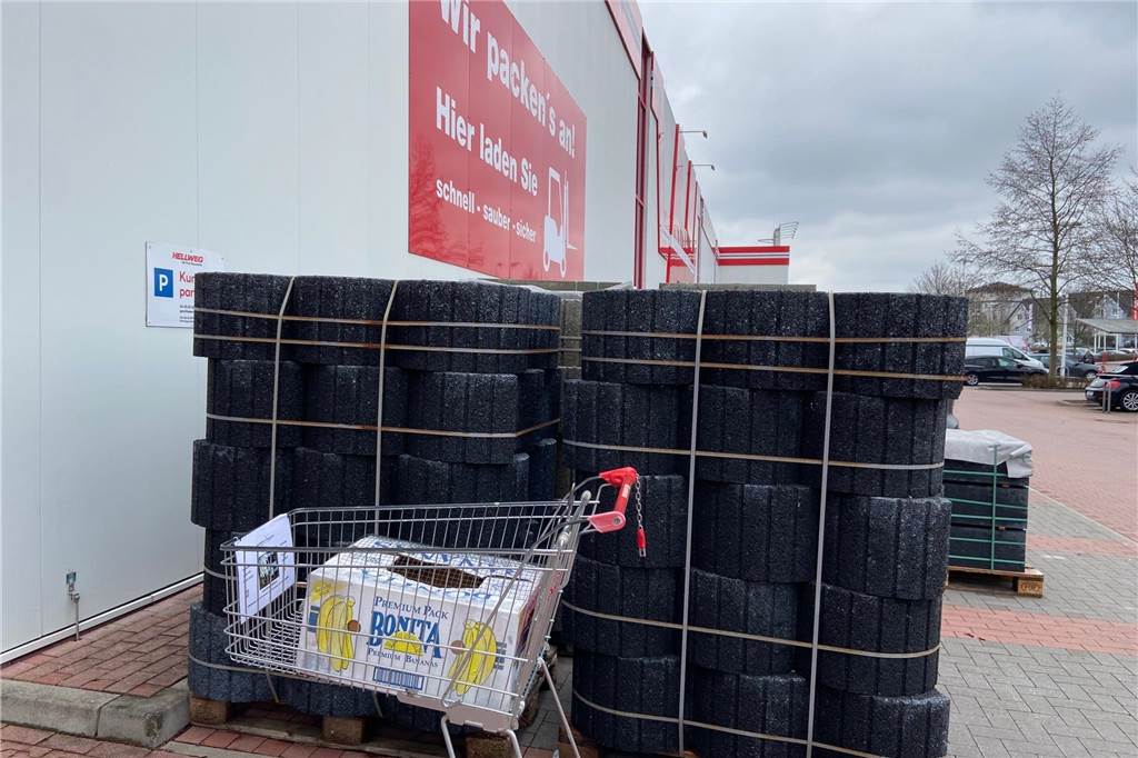 Kater im Karton vor Fressnapf ausgesetzt: „Sie schrien und jaulten“ Ein Einkaufswagen mit einem Bananenkarton steht am Hellweg-Baumarkt in Dortmund-Hacheney.