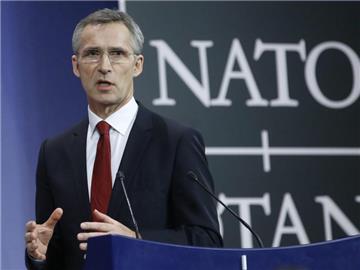 Generalsekretär Stoltenberg spricht im Nato-Hauptquartier in Brüssel. Foto: Olivier Hoslet