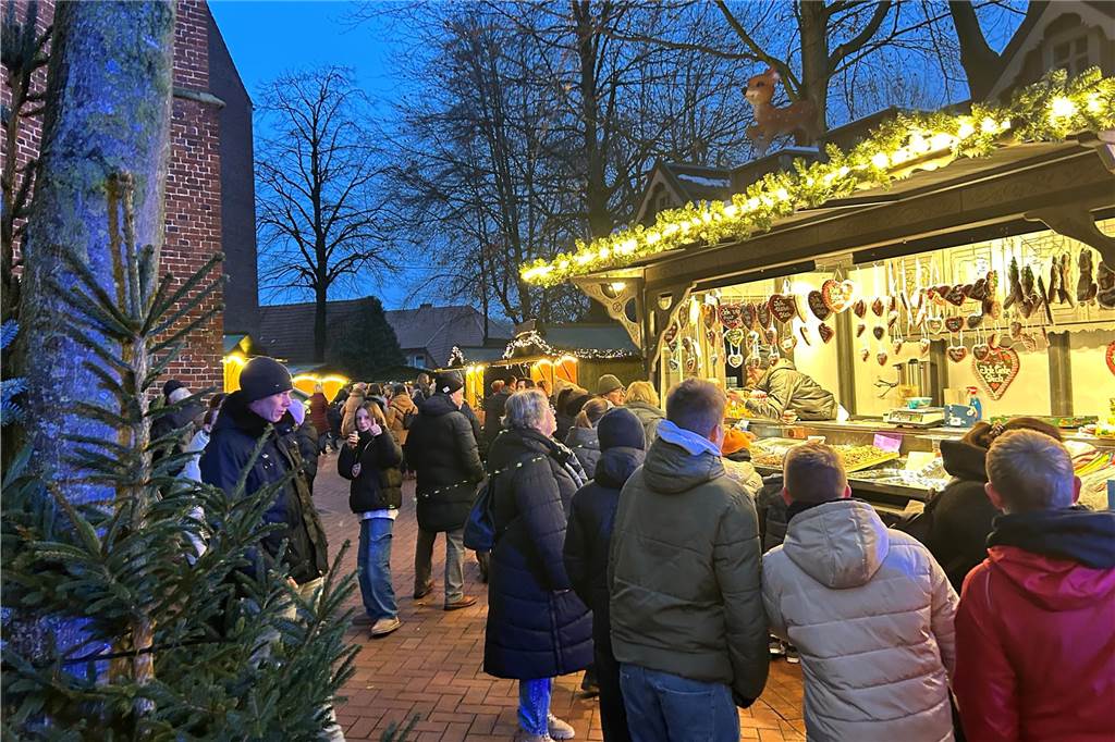 Gespannt schauten sich die Besucher das Angebot an den Hütten auf dem Adventsmarkt an. 