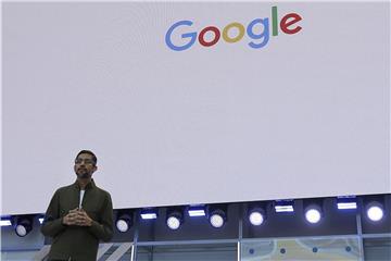 Google-Chef Sundar Pichai spricht bei der Entwicklungskonferenz Google I/O in Mountain View. Foto: Jeff Chiu/AP