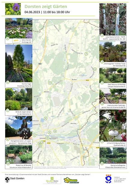 Dorsten zeigt Gärten Stadtplan-Darstellung