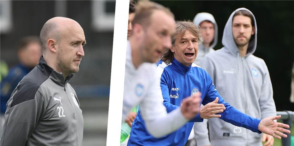 Keine guten Erinnerungen: FC Castrop-Rauxel muss 13-Tore-Mann von Westfalia Huckarde bändigen Haben vor dem Duell in der Bezirksliga eigene Asse im Ärmel: Mathias Tomaschewski, Coach von Westfalia Huckarde, und Michael Wurst, Trainer des FC Castrop-Rauxel.