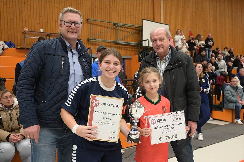 Hallenkreismeisterschaft der U17-Mädchen: In der Willi-Winter-Halle in Oer-Erkenschwick sicherte sich Favorit SSV Rhade den Titel vor den Mädchen des 1. FFC Recklinghausen. Gastgeber SV Titania Erkenschwick wurde starke Dritter. 