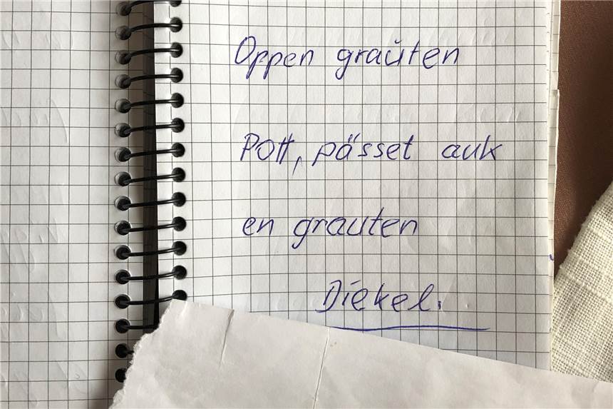 Testen Sie Ihre Plattdeutsch-Kenntnisse in unserem Video-Quiz Handschriftliches Zeugnis einer seltenen Sprache: „Auf einen großen Pott gehört auch ein großer Deckel“ steht auf einer Seite des Buches.
