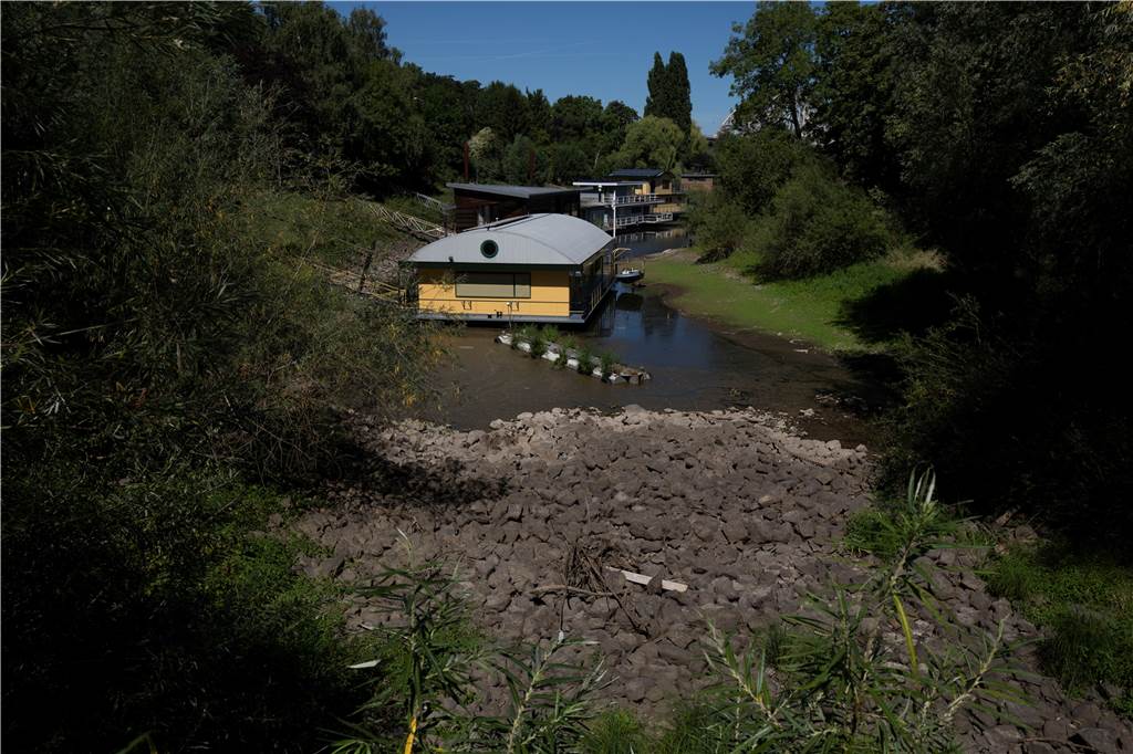 Dürre in den Niederlanden: Eine Million Häuser könnten absacken Hausboote liegen in einem fast ausgetrocknetem Flussbett eines Seitenkanals der Waal.