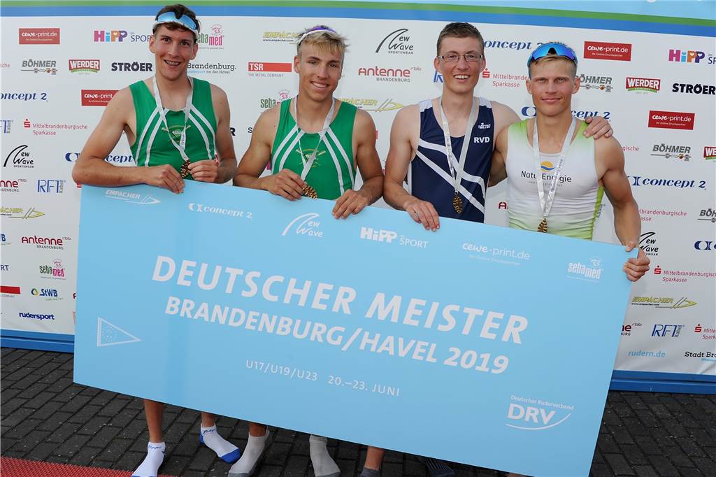 So prägten Dorstens Ruderer das Weltcup-Wochenende Hendrik Winkel (2.v.r.) gewann mit der RG Würzburg/Dortmund/Dorsten den Deutschen U23-Titel im Leichtgewichts-Doppelvierer.