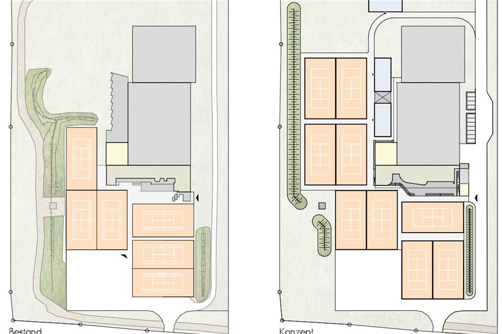 Hier der Vergleich: Links das bestehende Gelände, rechts wie es nach dem Umbau aussehen soll.