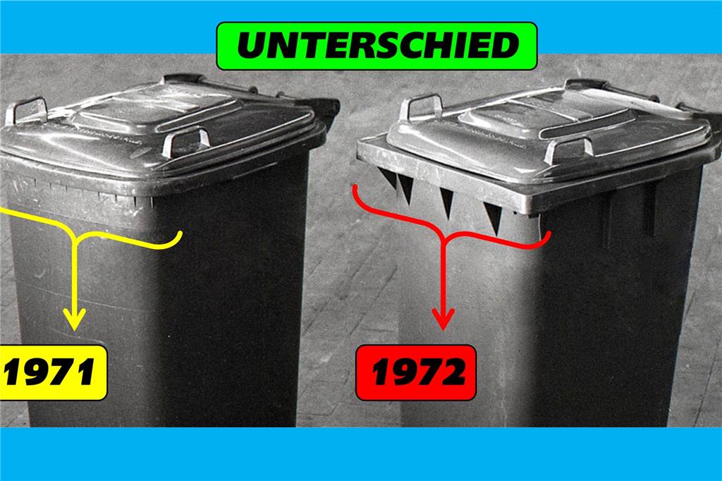 Sammler aus Sachsen-Anhalt sucht Mülltonne aus dem Jahr 1971 aus Lünen Hier sieht man die Unterschiede zwischen den beiden Mülltonnen. Alexander Smoljanovic sucht eine Tonne von 1971.