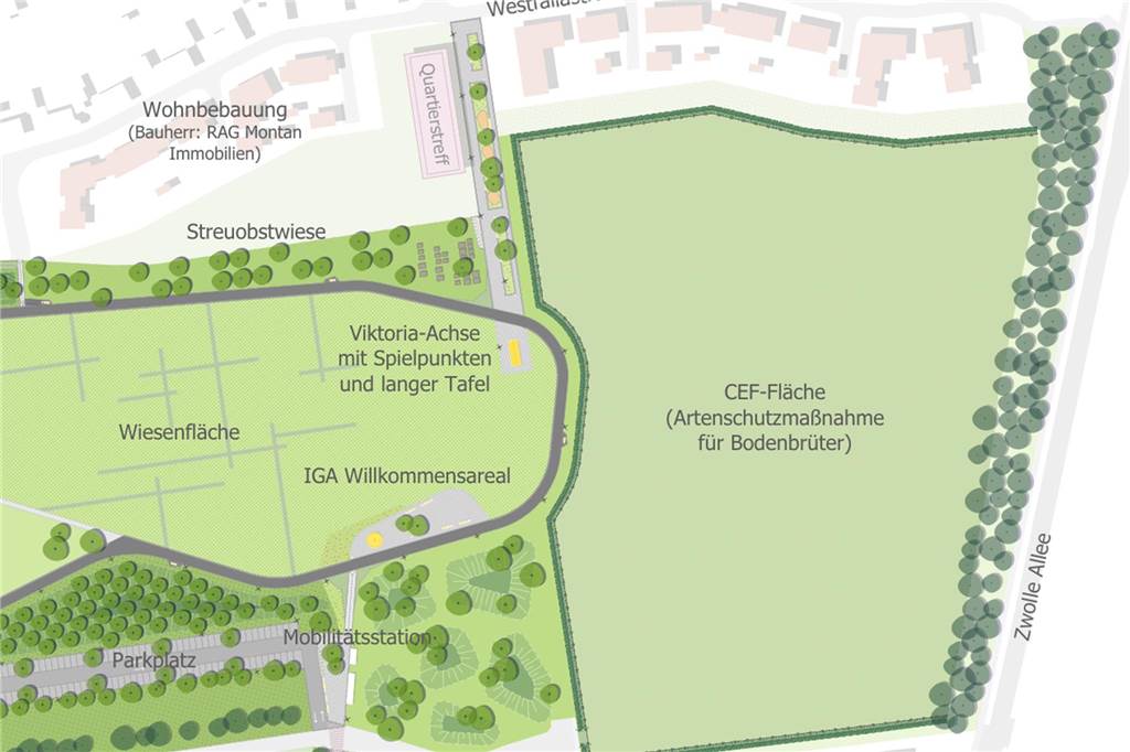 Quartierstreff für IGA-Fläche: Fördermittel in Millionenhöhe bewilligt Planungen der Stadt zur neuen IGA-Fläche und wo der neue Quartierstreff gebaut werden soll