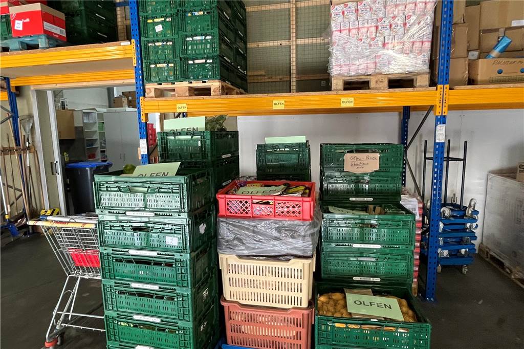 Tafel für Olfen und Nordkirchen hat noch Plätze: „Hemmschwelle hoch“ Hier werden die Lebensmittel gesammelt, die donnerstags am Standort in Olfen ausgegeben werden.