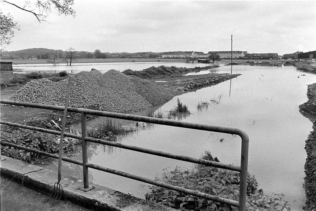 Hochwasser an der Lippe bei Alstedde im Mai 1984