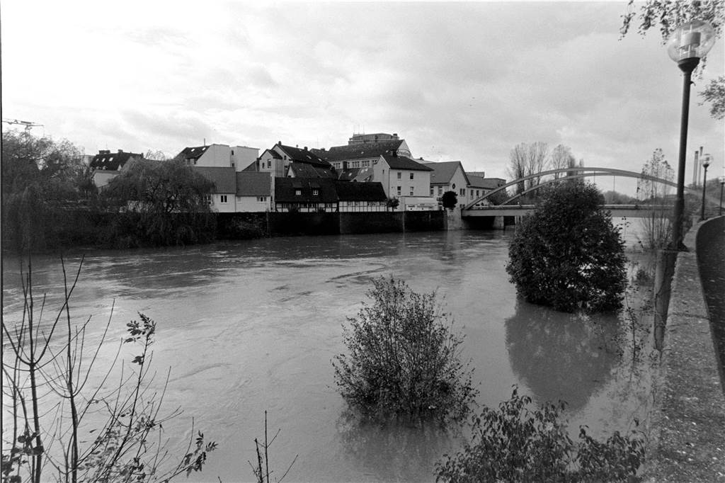 Hochwasser an der Lippe im Bereich der westlichen Innenstadt