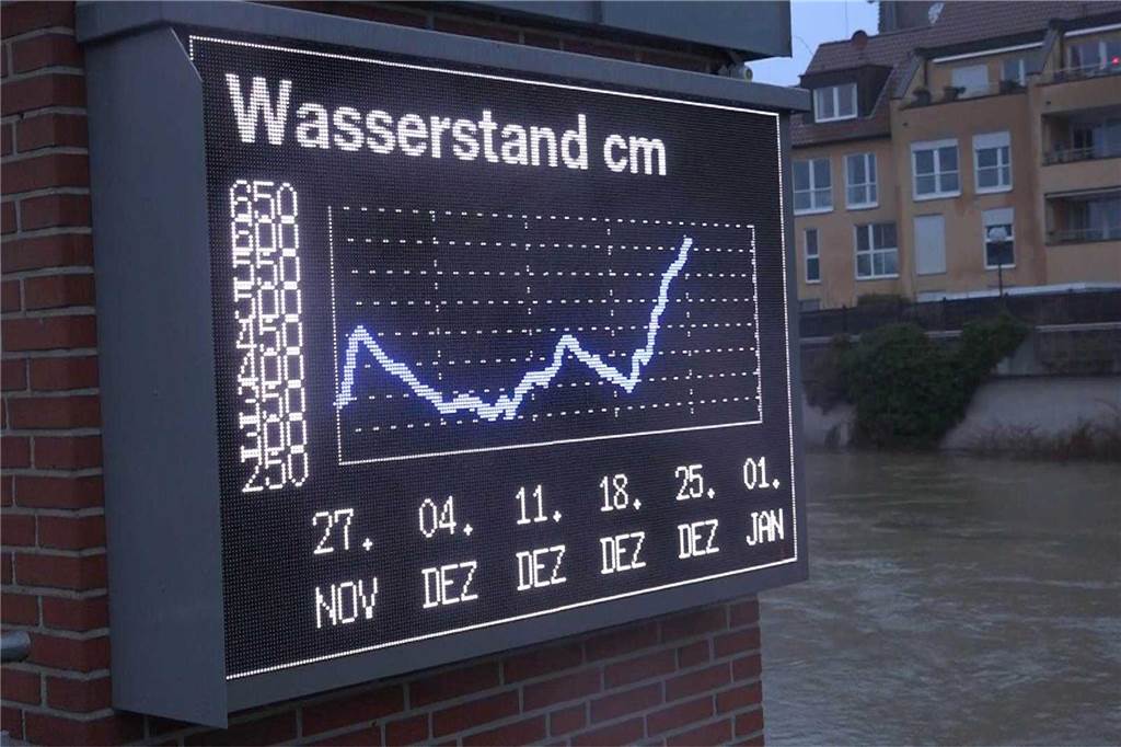 Hochwasser an der Lippe in der Lüner Innenstadt