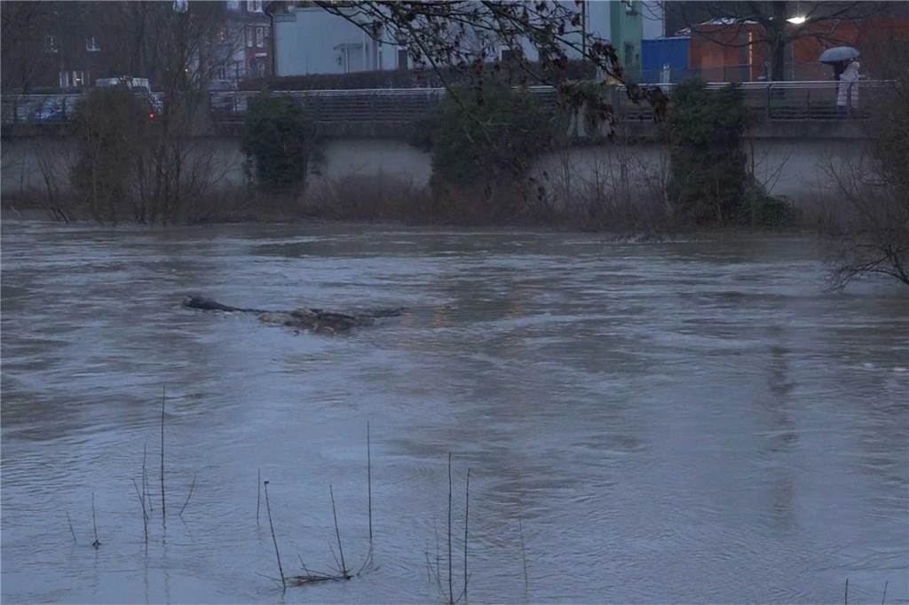 Hochwasser an der Lippe in der Lüner Innenstadt