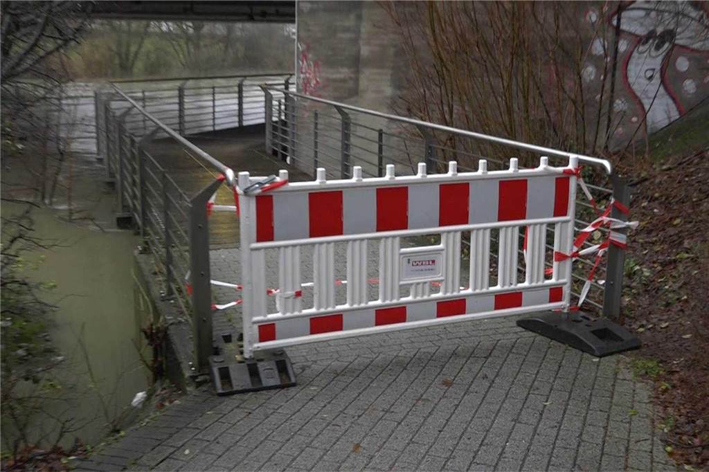 Hochwasser an der Lippe in der Lüner Innenstadt