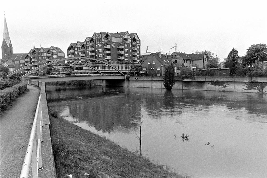 Hochwasser an der Lippe in der östlichen Innenstadt