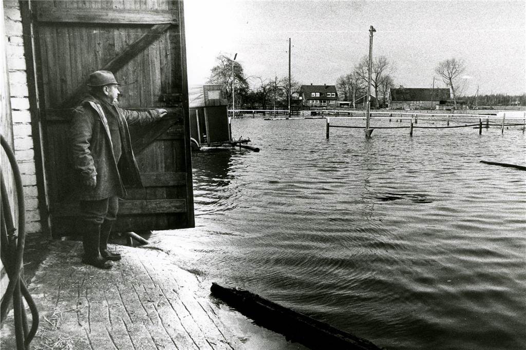 Hochwasser an der Lippe in Nordlünen im Jahr 1985