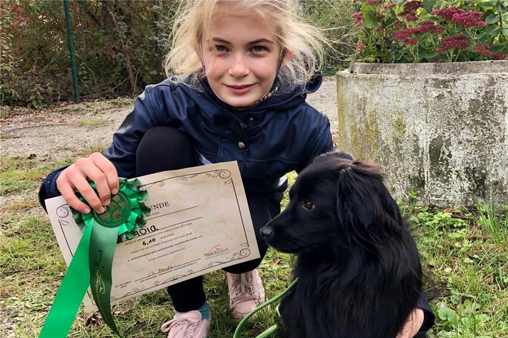 Hundesportverein vergrößert Kursangebot: „Hier ist jeder willkommen“ Hündin Gioia und Frieda Grundmann (9) belegen beim Hunderennen den zweiten Platz.