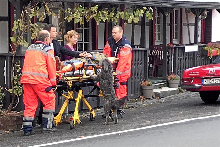 Hund Matze ist ein Filmstar Hund Matze in der Rolle als Bolko: Er ist traurig. Sein Frauchen ist vom Pferd gefallen und wird ins Krankenhaus gefahren – eine Szene aus der romantischen ARD-Komödie „Sterne, die vom Himmel fallen“.